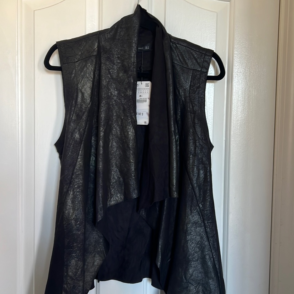 Zara Black Faux-Suede Wrap Vest (SM)